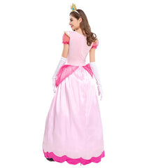 Super Mario Peach Adult Princess Dresses Costume Woman Cosplay Halloween