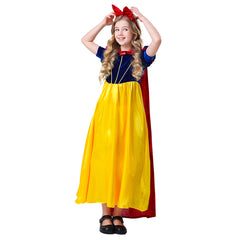 New Princess Snow White Girl Costume Dress With Cape Cosplay Party Halloween