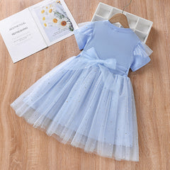 Elsa Bow New Girl Lace Dress Toddler Princess Costume For Casual Wear Holiday Birthday Party