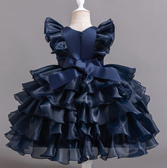 Flower Girl Dress Bow Pearl Wedding Dress Lace Princess Dress Birthday Costume Party Dress Holiday
