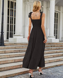 Women Summer Boho Floral Smocked Bust Sleeveless Tie Strap Tiered Long Sundress