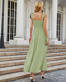 Women Summer Boho Floral Smocked Bust Sleeveless Tie Strap Tiered Long Sundress