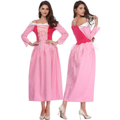 Princess Aurora Sleeping Beauty Costume Dress Off Shoulder Long Gown for Women