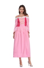 Princess Aurora Sleeping Beauty Costume Dress Off Shoulder Long Gown for Women
