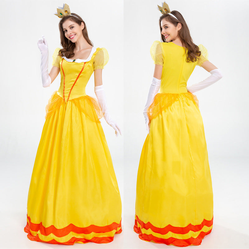 Super Mario Daisy Princess Woman Costume Dresses Cosplay Halloween