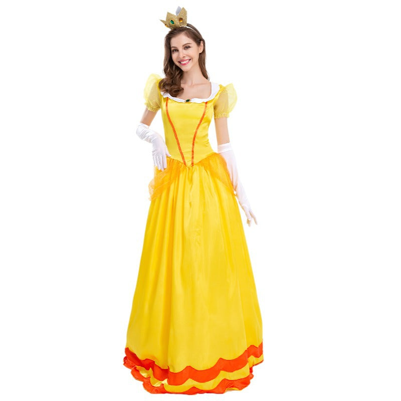 Super Mario Daisy Princess Woman Costume Dresses Cosplay Halloween
