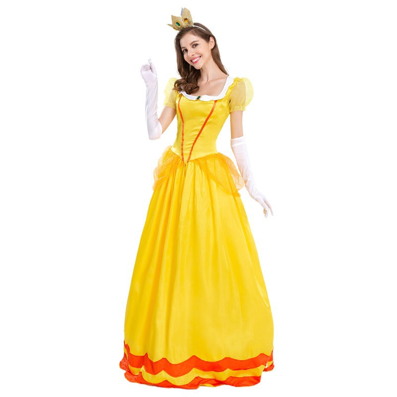 Super Mario Daisy Princess Woman Costume Dresses Cosplay Halloween