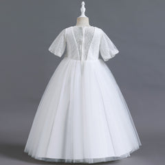 Flower Girl Dress Bow Net Princess Dress Birthday Costume Party Holiday Wedding
