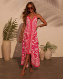 Floral Halter Backless Tie Waist Boho Maxi Dress for Women