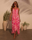 Floral Halter Backless Tie Waist Boho Maxi Dress for Women