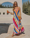 Floral Halter Backless Tie Waist Boho Maxi Dress for Women