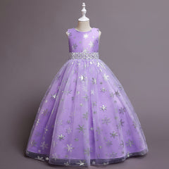Flower Girl Dress Princess Dress Birthday Costume Party Holiday Wedding Snow Bow