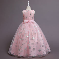 Flower Girl Dress Princess Dress Birthday Costume Party Holiday Wedding Snow Bow