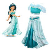 New Jasmine Costume Cosplay Princess Off Shoulder Girl Dresses