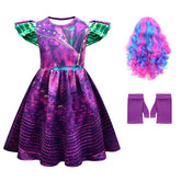 Descendants Audrey Costume Dress Toddler Kids Cosplay Outfit with Wig & Gloves for Girls