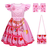 Descendants Red Costume Dress Toddler Kids Cosplay Outfit with Gloves & Bag for Girls