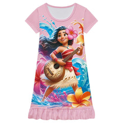 Moana 2 Waves Nightgown Flowers Sleeping Dress Nightdress Pajamas For Girls