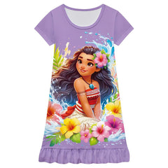 Moana 2 Nightgown Girl Sleeping Dress Flowers Pajamas For Girls