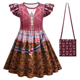 Descendants Uma Costume Dress Toddler Kids Cosplay Outfit with Bag for Girls