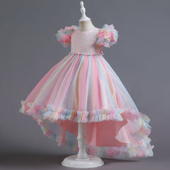 Flower Girl Dress Birthday Holiday Wedding Dresses Trailing Princess Party Rainbow