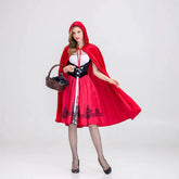Little Red Riding Hood Costume Dress Hooded Cape Outfit for Women