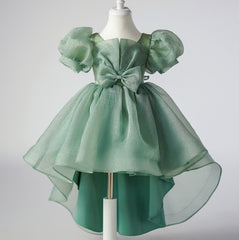 Flower Girl Dress Puff Wedding Dress Bow Sequins Princess Dress Birthday Costume Party Holiday