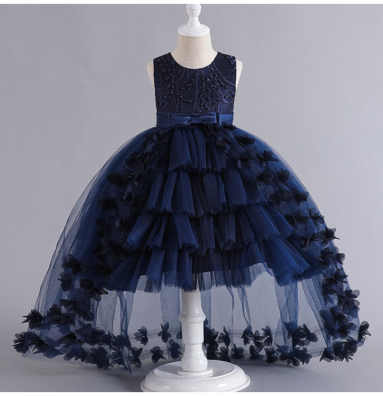 Wedding Dress Flower Girl Dress Bow Sequins Princess Dress Birthday Costume Party Holiday
