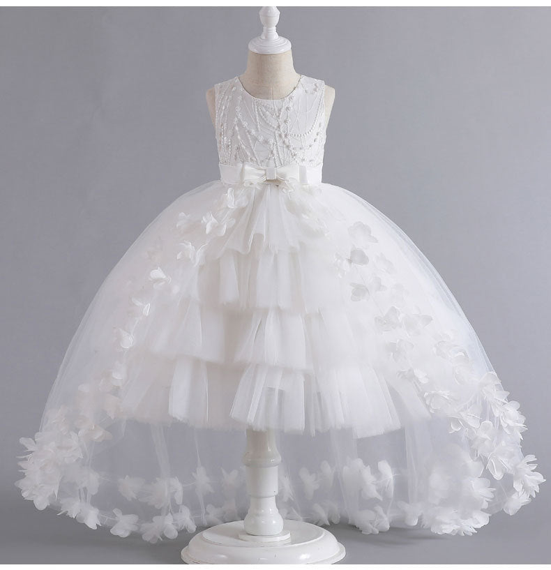 Wedding Dress Flower Girl Dress Bow Sequins Princess Dress Birthday Costume Party Holiday