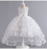 Wedding Dress Flower Girl Dress Bow Sequins Princess Dress Birthday Costume Party Holiday