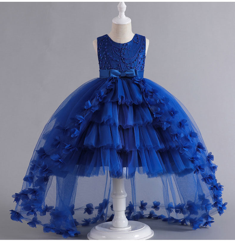 Wedding Dress Flower Girl Dress Bow Sequins Princess Dress Birthday Costume Party Holiday