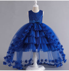 Wedding Dress Flower Girl Dress Bow Sequins Princess Dress Birthday Costume Party Holiday