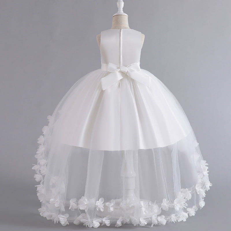 Wedding Dress Flower Girl Dress Bow Sequins Princess Dress Birthday Costume Party Holiday