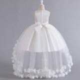 Wedding Dress Flower Girl Dress Bow Sequins Princess Dress Birthday Costume Party Holiday