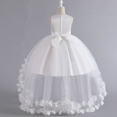 Wedding Dress Flower Girl Dress Bow Sequins Princess Dress Birthday Costume Party Holiday