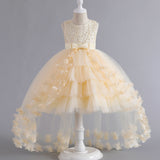 Wedding Dress Flower Girl Dress Bow Sequins Princess Dress Birthday Costume Party Holiday