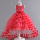 Wedding Dress Flower Girl Dress Bow Sequins Princess Dress Birthday Costume Party Holiday