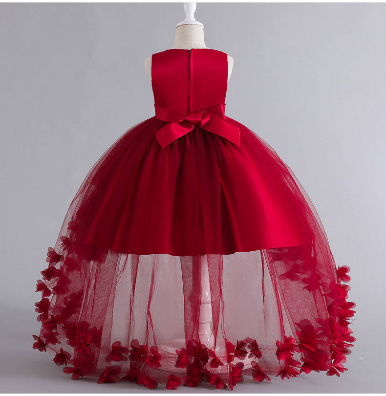 Wedding Dress Flower Girl Dress Bow Sequins Princess Dress Birthday Costume Party Holiday