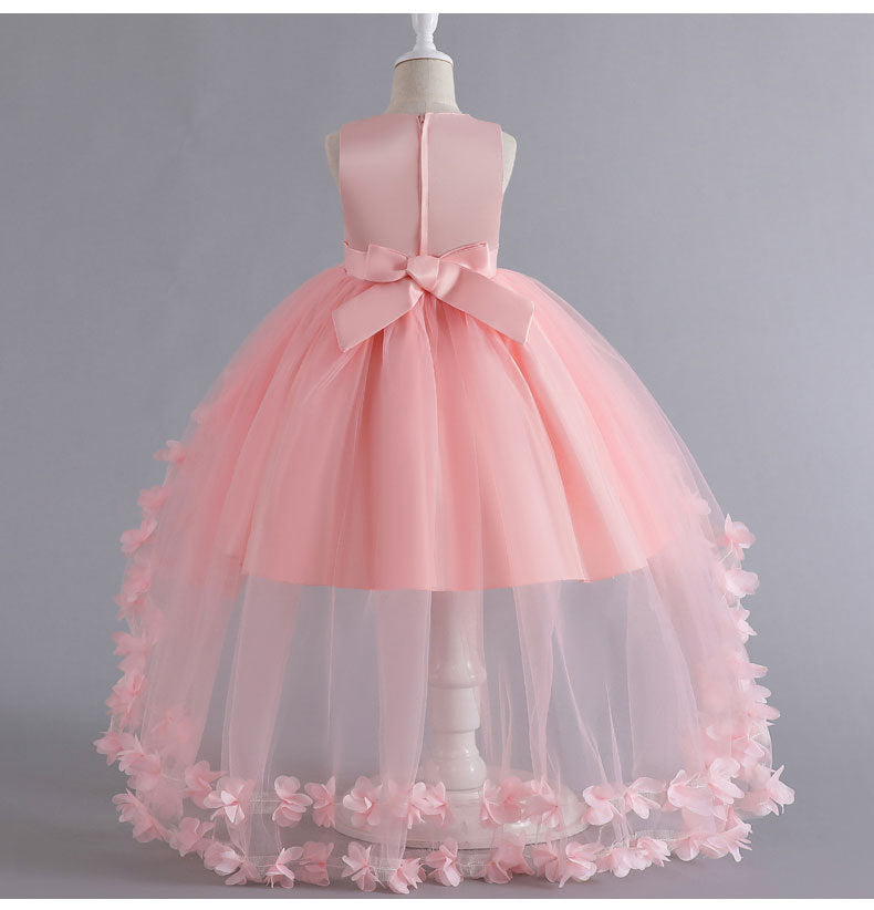 Wedding Dress Flower Girl Dress Bow Sequins Princess Dress Birthday Costume Party Holiday