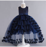 Wedding Dress Flower Girl Dress Bow Sequins Princess Dress Birthday Costume Party Holiday