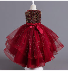 Wedding Dress Lace Sequin Flower Girl Dress Sequins Princess Dress Birthday Costume Party Holiday