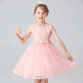 Pearl Wedding Dress Lace Bow Flower Girl Dress Princess Dress Birthday Costume Party Holiday