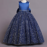 Flower Girl Dress Bow Wedding Dress Sequin Princess Dress Birthday Costume Party Holiday