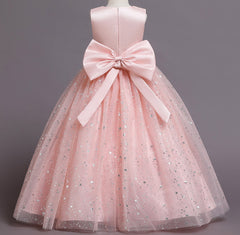 Flower Girl Dress Bow Wedding Dress Sequin Princess Dress Birthday Costume Party Holiday