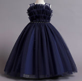 Wedding Dress Pearl Flower Girl Dress Bow Sequins Princess Dress Birthday Costume Party Holiday