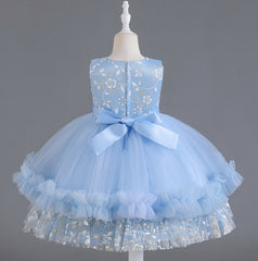 Wedding Dress Lace Bow Flower Girl Dress Sequins Princess Dress Birthday Costume Party Dress Holiday