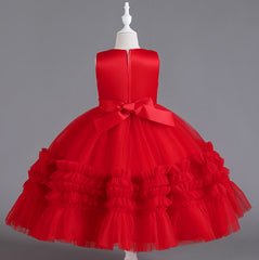 Sequin Wedding Dress Lace Bow Flower Girl Dress Sequins Princess Dress Birthday Costume Party Holiday
