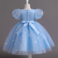 Flower Girl Dress Sequins Puff Wedding Dress Princess Dress Birthday Costume Party Dress Holiday
