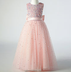 Flower Girl Dress Sequin Wedding Dress Princess Dress Bow Birthday Costume Party Holiday