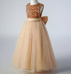 Flower Girl Dress Sequin Wedding Dress Princess Dress Bow Birthday Costume Party Holiday