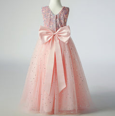 Flower Girl Dress Sequin Wedding Dress Princess Dress Bow Birthday Costume Party Holiday